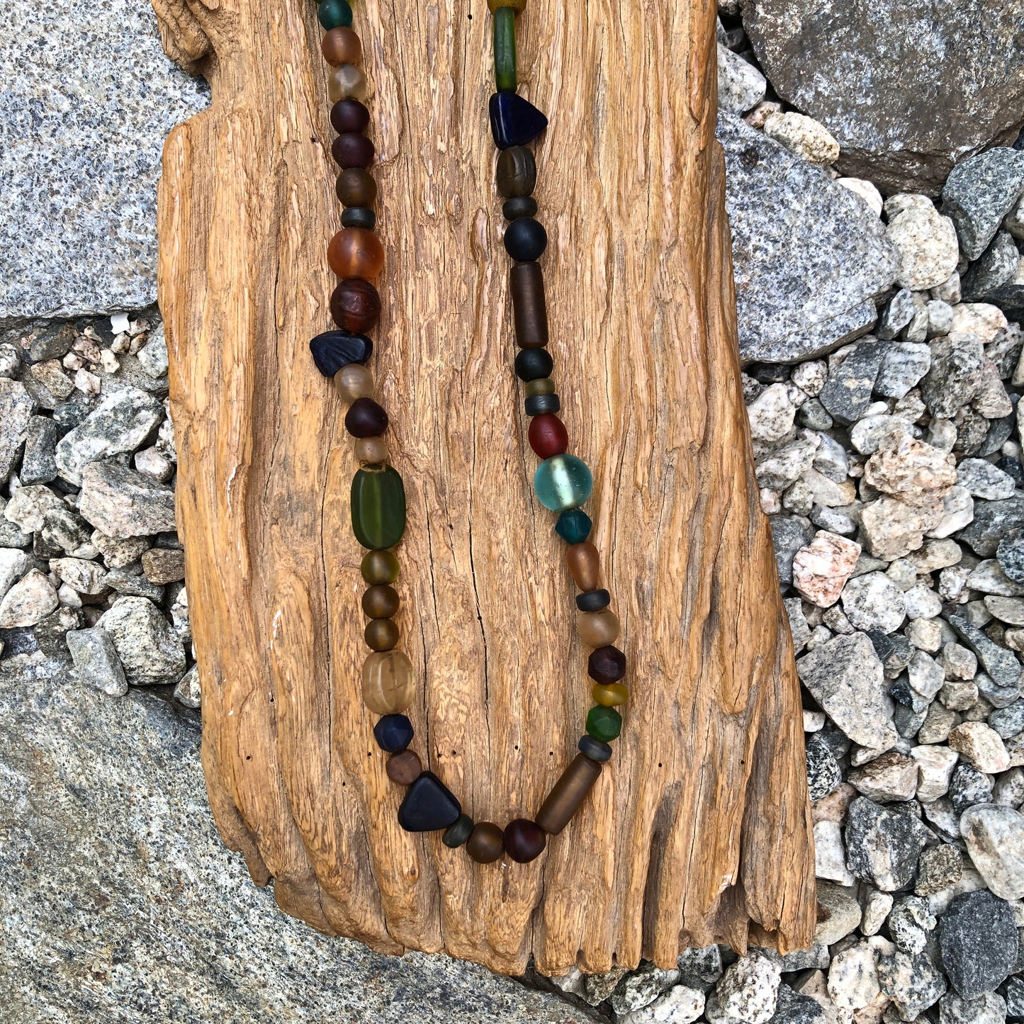 African Glass Beaded Long Necklace