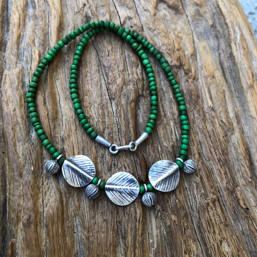 Hill Tribe Silver Glass Beaded Necklace