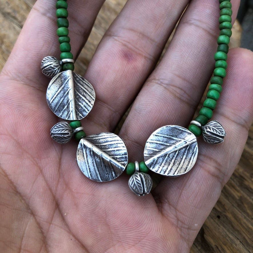 Hill Tribe Silver Glass Beaded Necklace