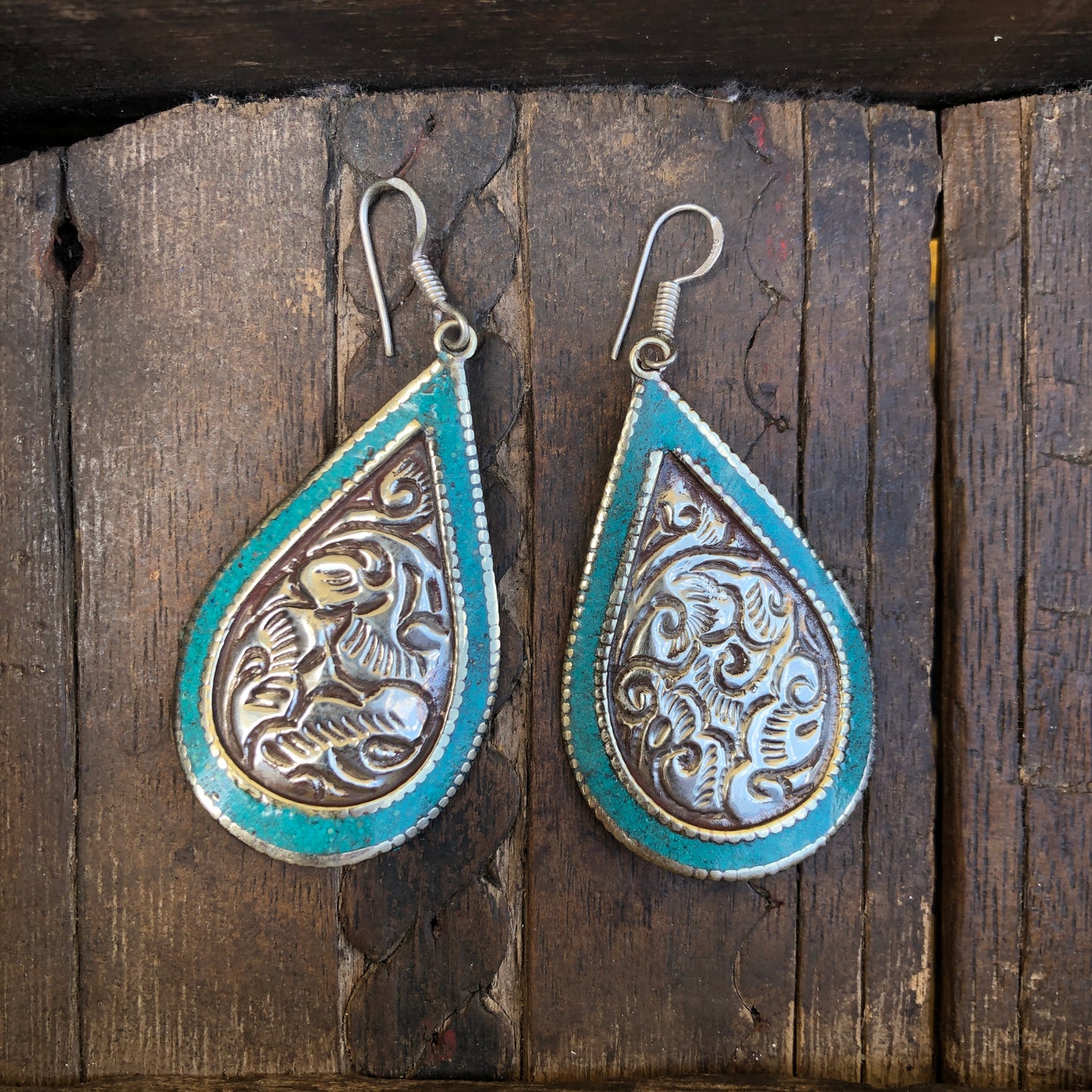 Turquoise Inlay Dangle Earrings