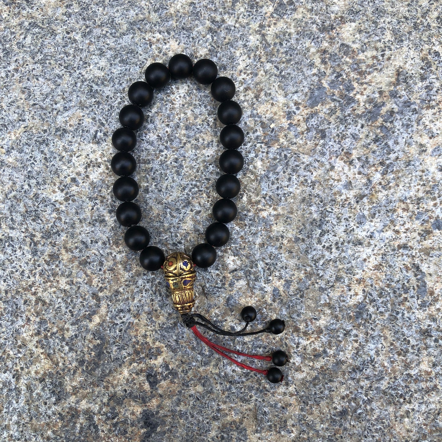 Matt Black Onyx Beaded Wrist Mala