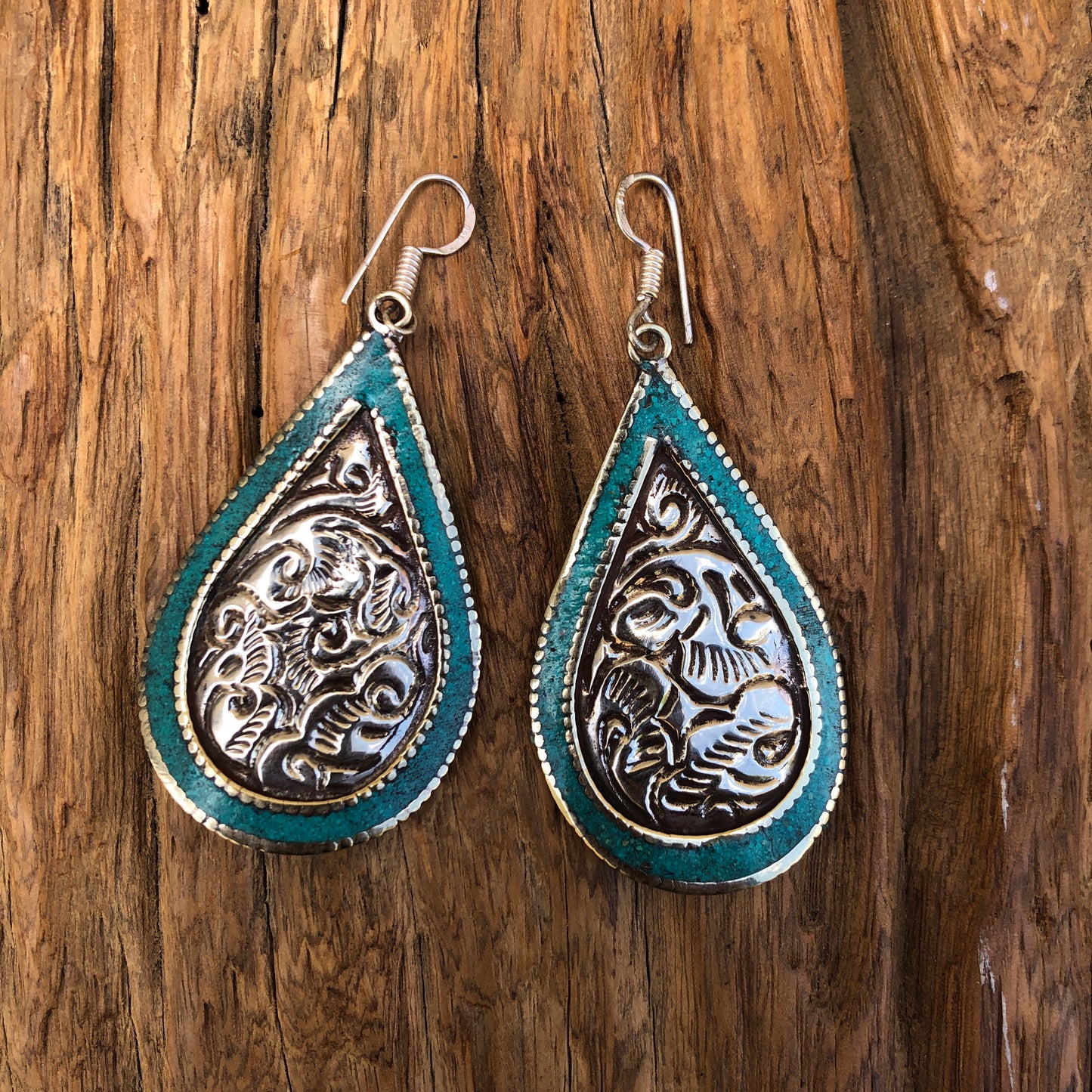 Turquoise Inlay Dangle Earrings