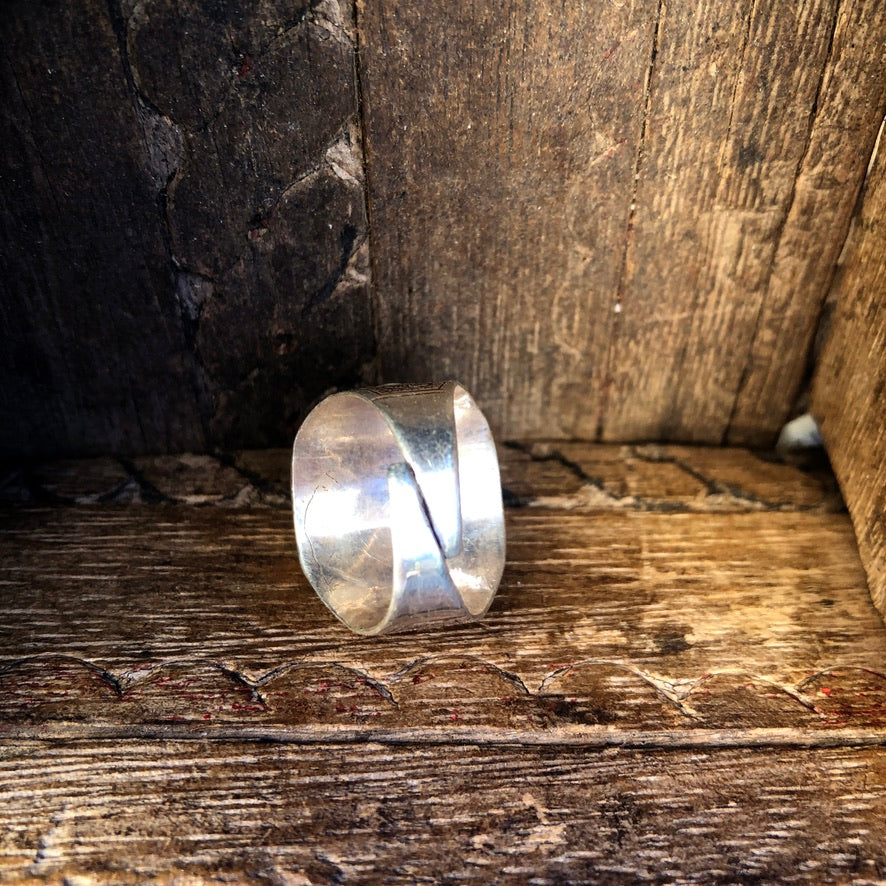 Red Coral Silver Saddle Ring