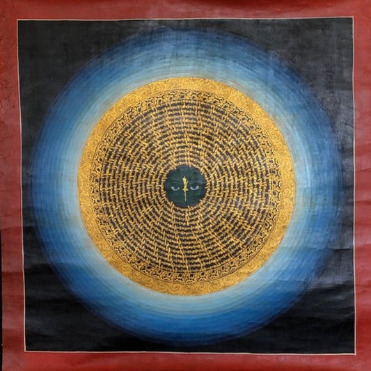 Hand Painted Om Mantra Tibetan Thangka