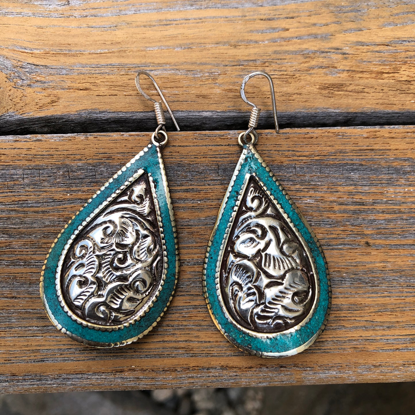 Turquoise Inlay Dangle Earrings