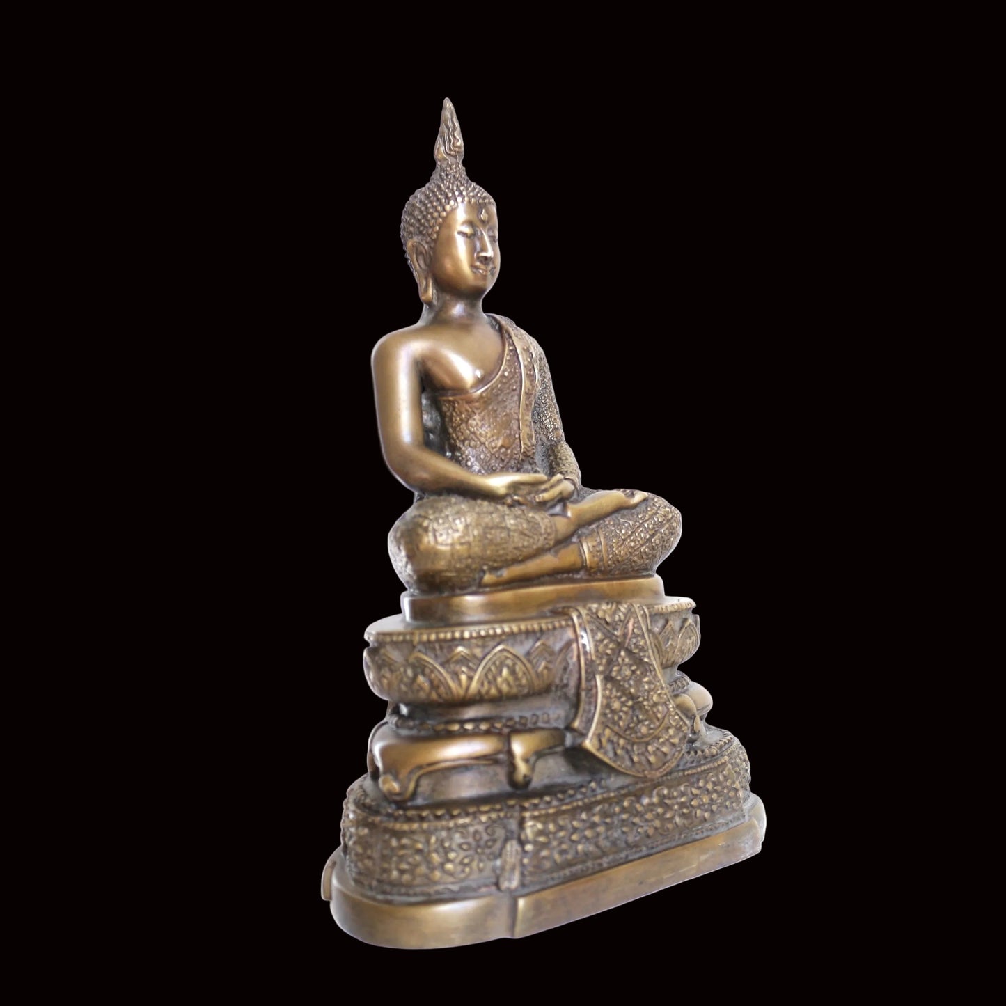 Buddha Seated on Throne in Dhyana Mudra of Meditation