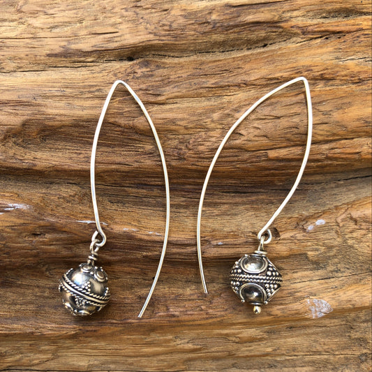 Vintage Bali Bead Drop Earrings