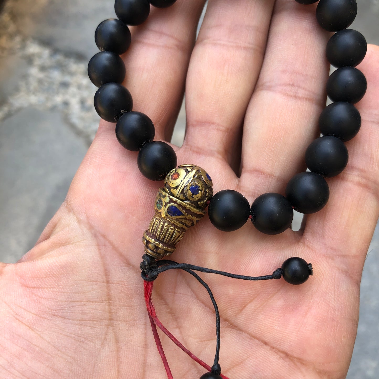 Matt Black Onyx Beaded Wrist Mala