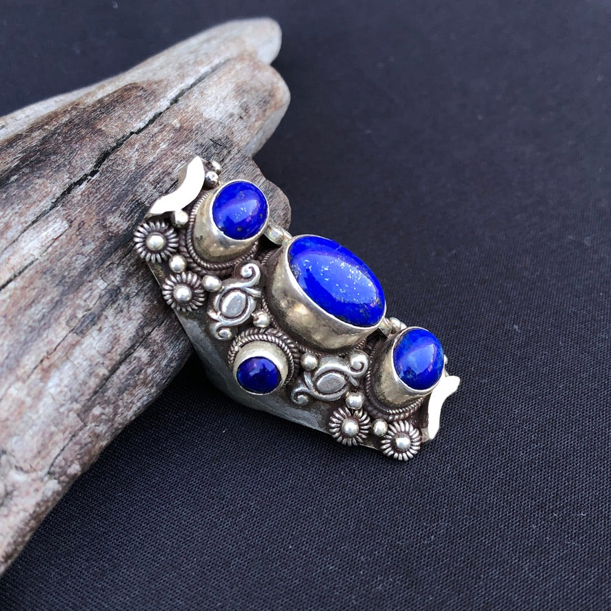 Lapis Tibetan Saddle Ring