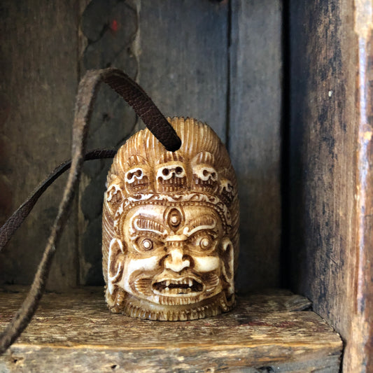 Hand Carved Mahakala Amulet