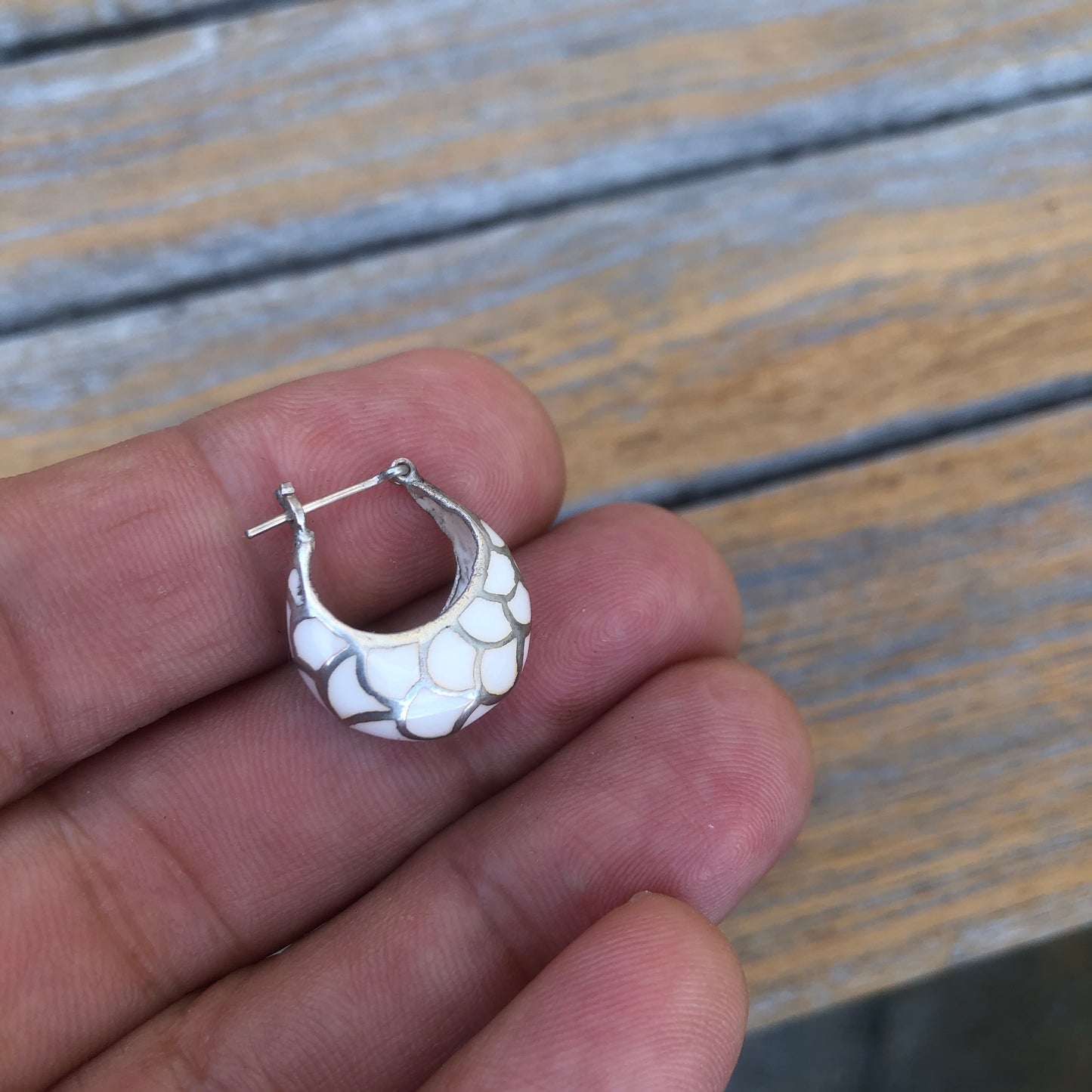 Seashell Inlay Hoop Earrings