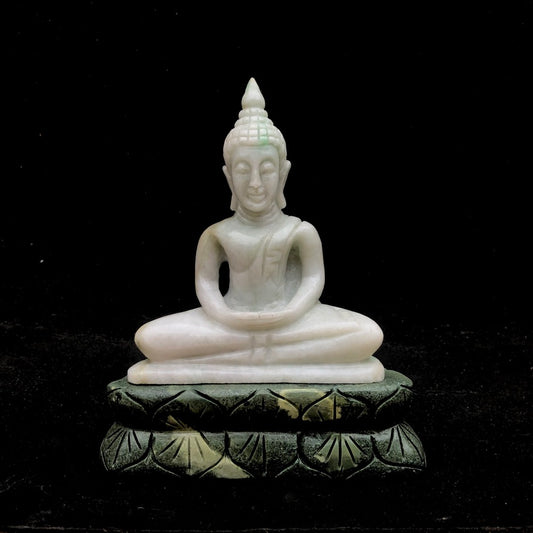 Seated Buddha In Green Jade