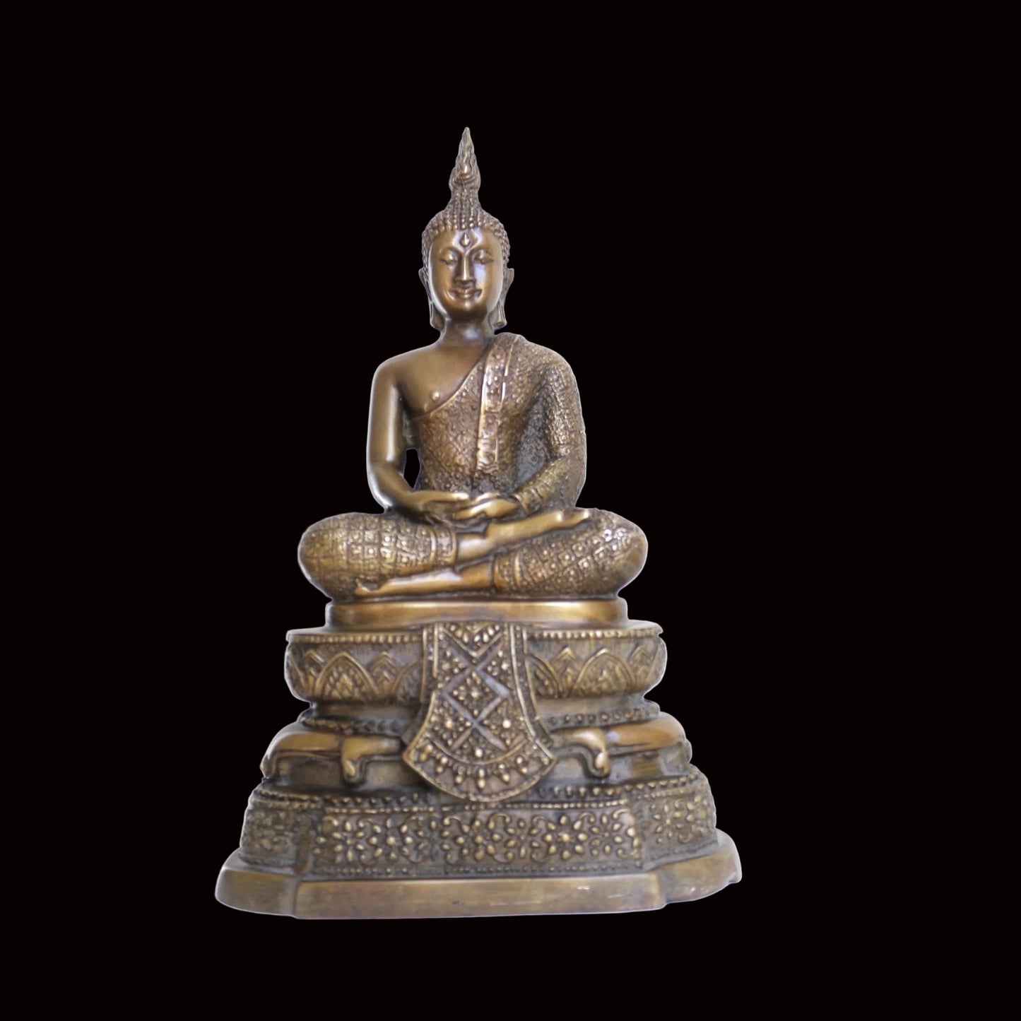 Buddha Seated on Throne in Dhyana Mudra of Meditation