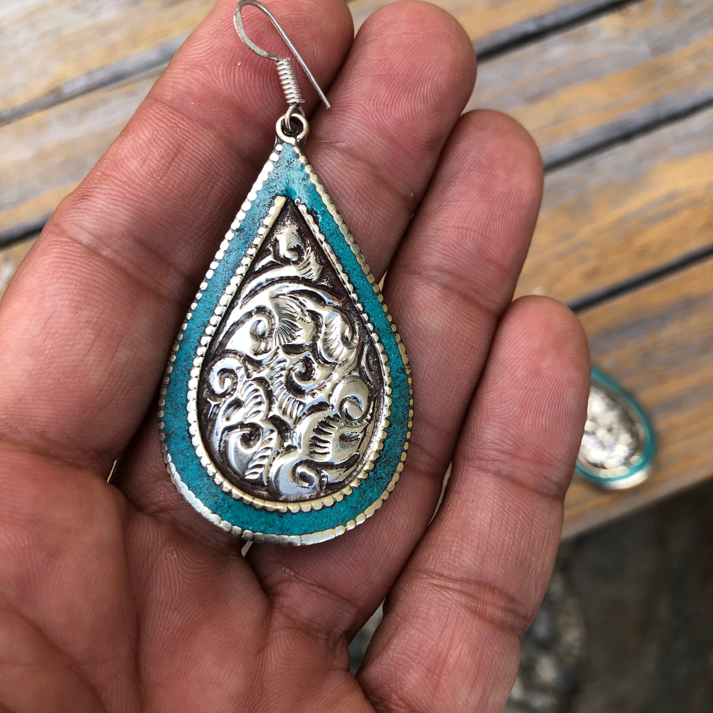 Turquoise Inlay Dangle Earrings