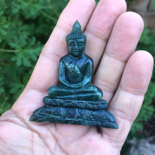 Green Jade Seated Buddha Figurine