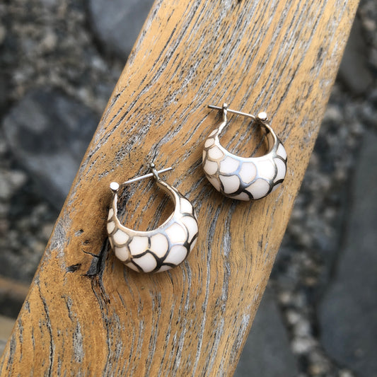 Seashell Inlay Hoop Earrings