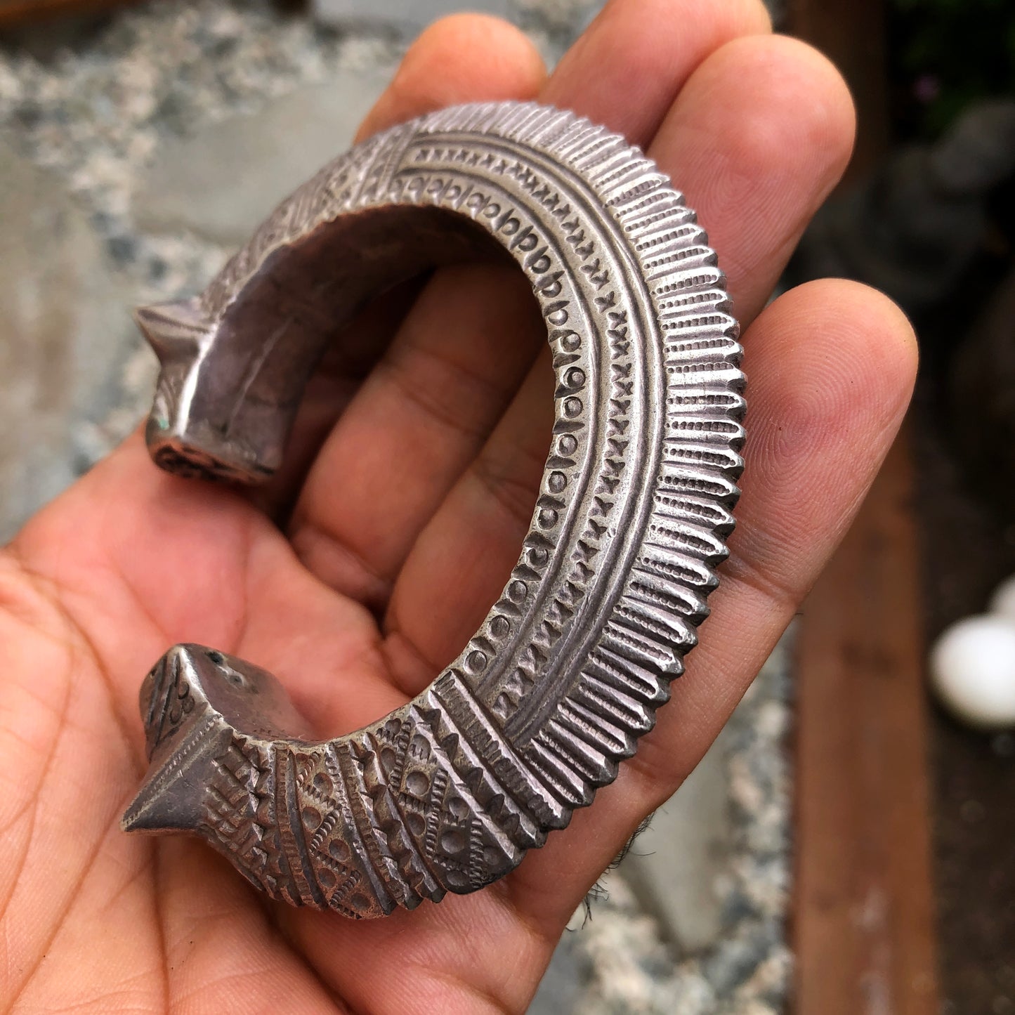 Vintage Dragon Head Silver Cuff Bracelet