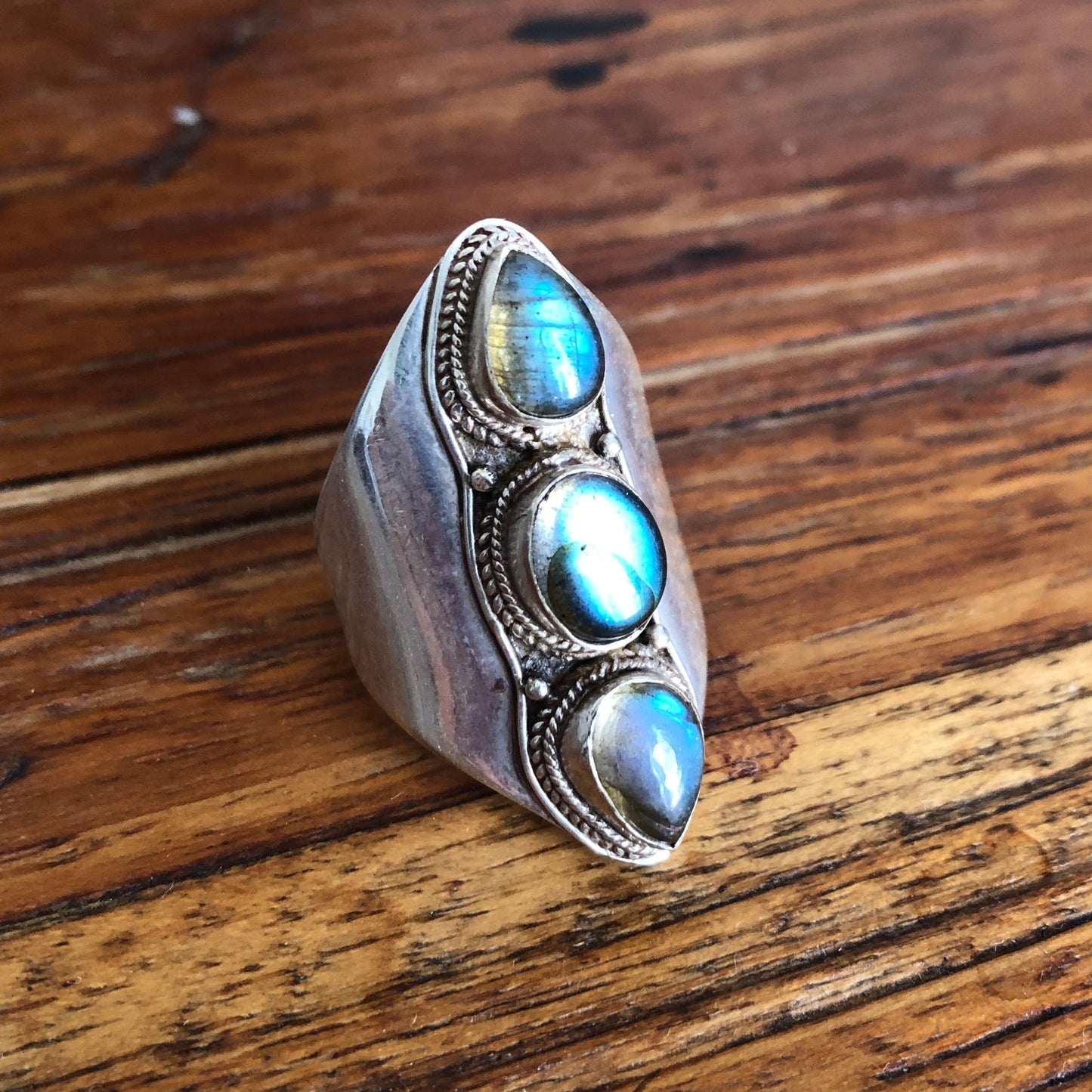 Labradorite Saddle Ring