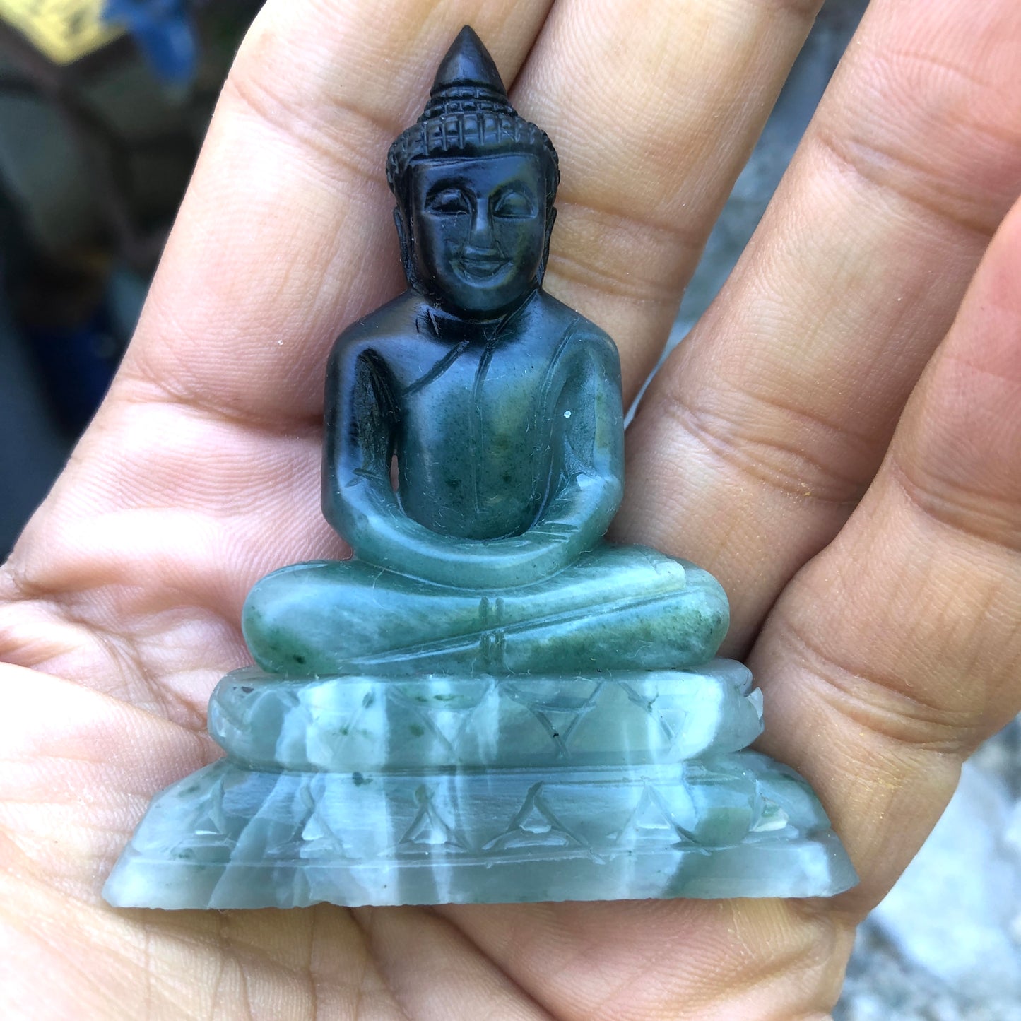 Green Jade Seated Buddha Figurine