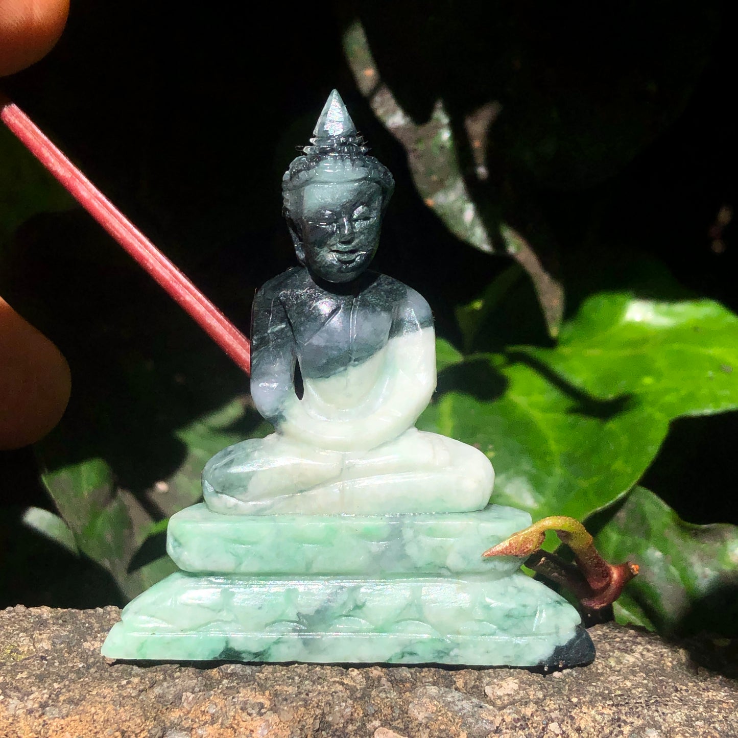 Green Jade Seated Buddha Figurine