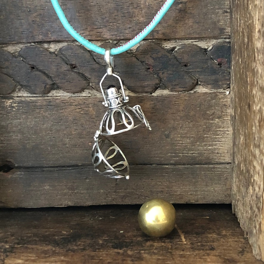 Harmony Ball Pendant On Blue Necklace