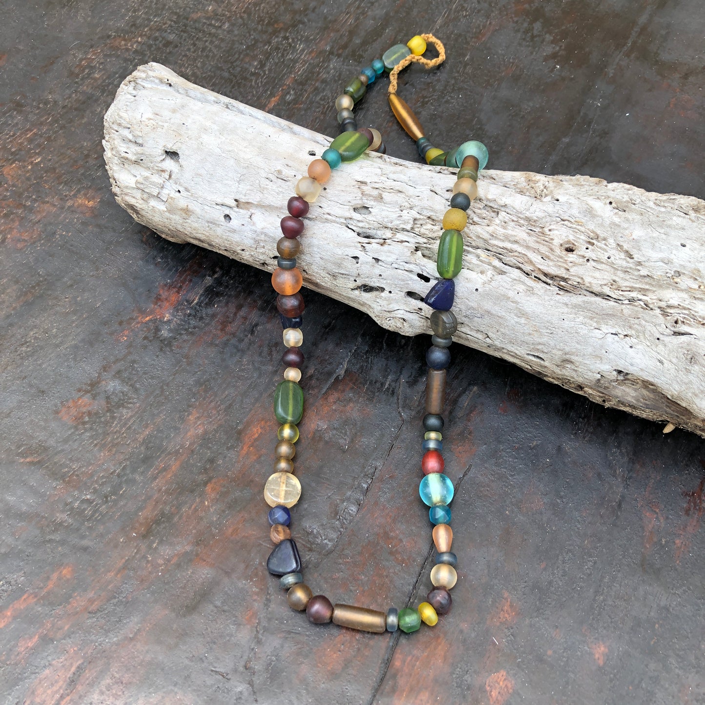 African Glass Beaded Long Necklace