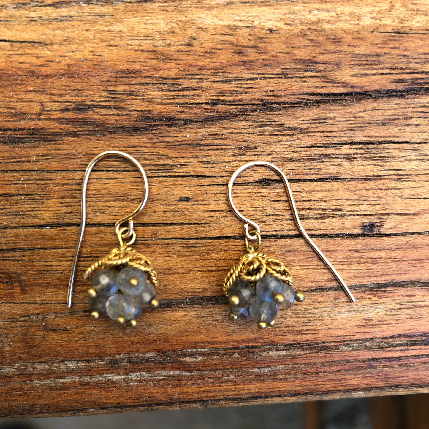 Wire Wrapped Labradorite Dangle Earrings