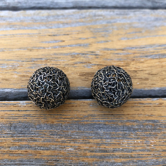 Vintage Silver Wire Ball Stud Earrings