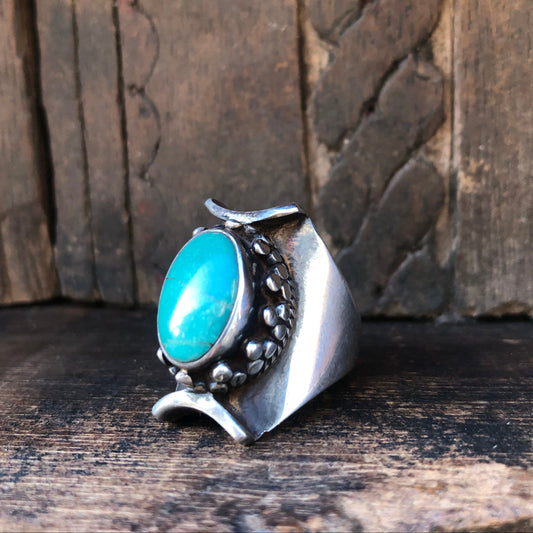  Tibetan Turquoise Saddle Ring