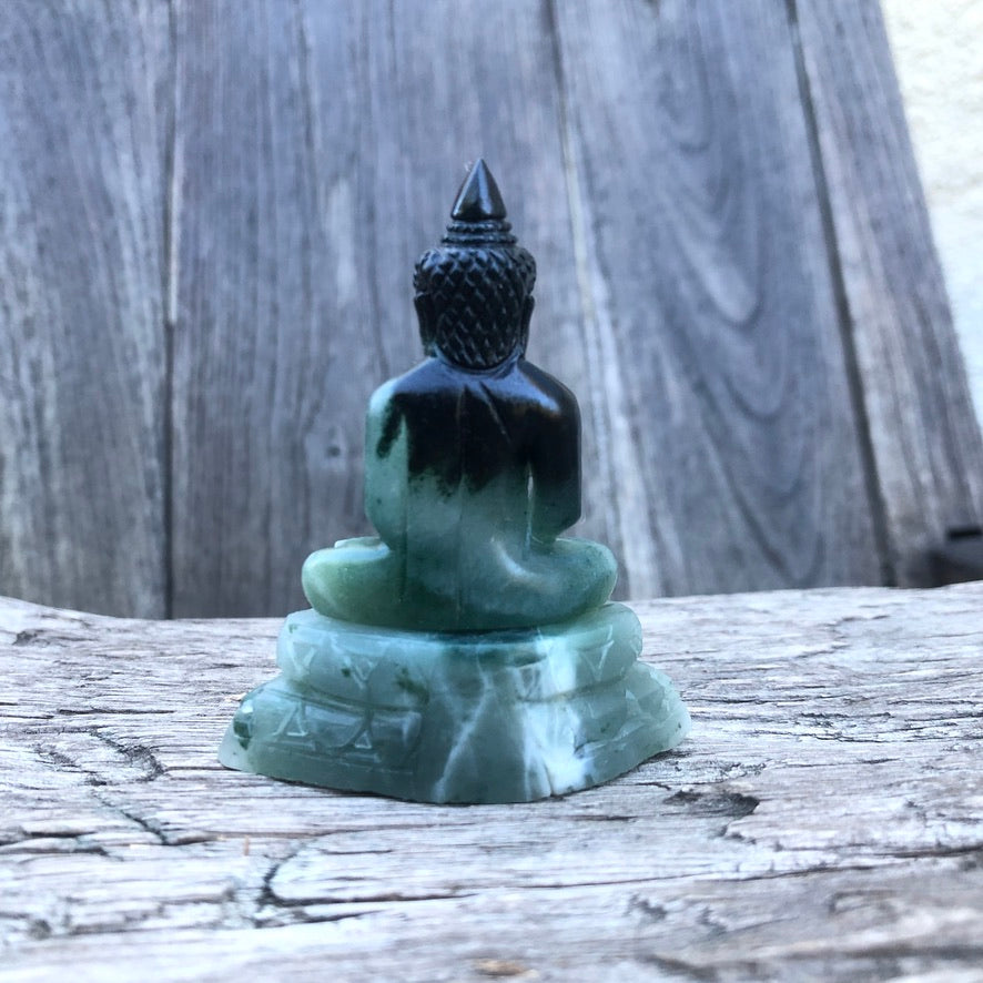 Green Jade Seated Buddha Figurine
