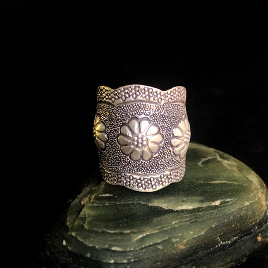 Stamped Hilltribe Silver Ring