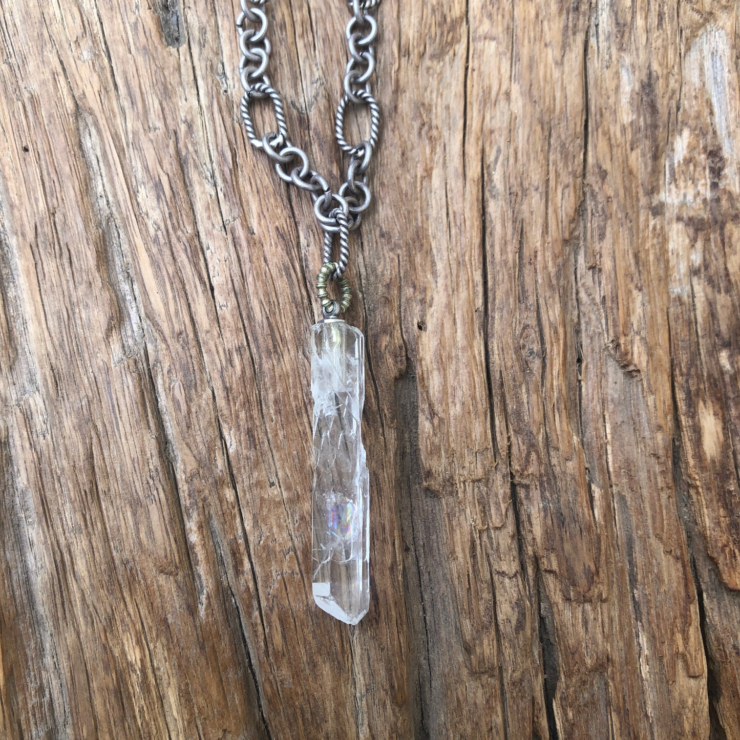 Himalayan Crystal Point Sterling Silver Chain Necklace