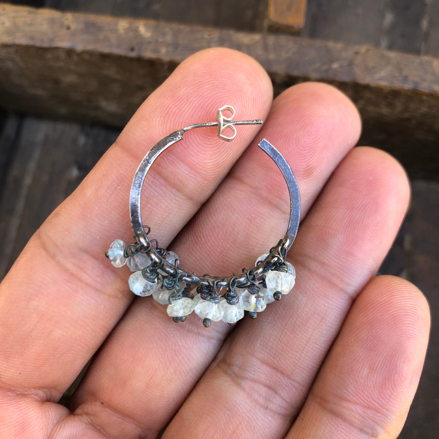 Aquamarine Silver Hoops