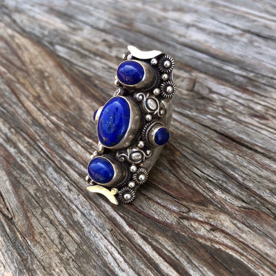 Lapis Tibetan Saddle Ring