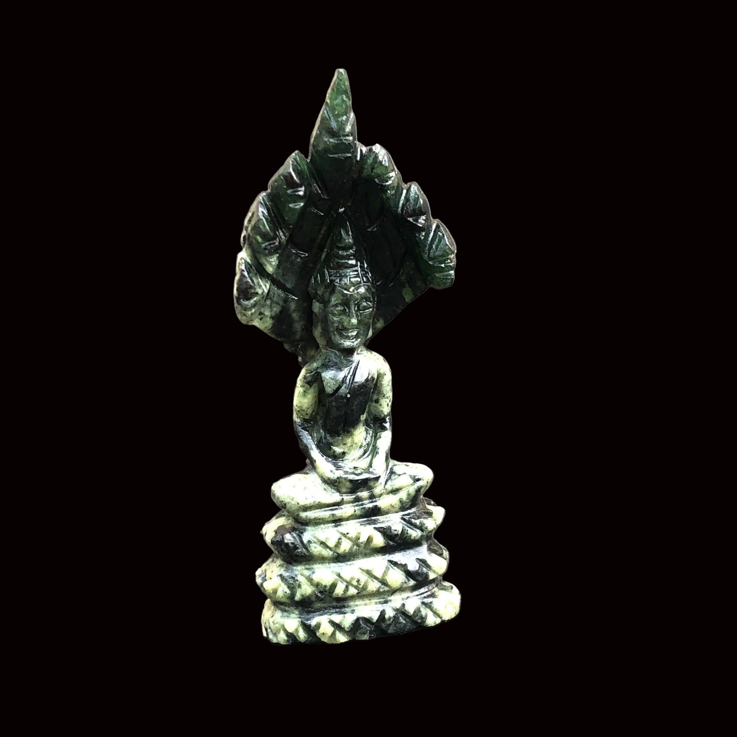 Green Jade Naga Buddha Figurine