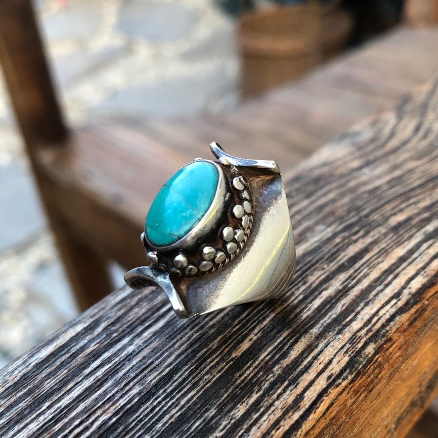 Tibetan Turquoise Saddle Ring