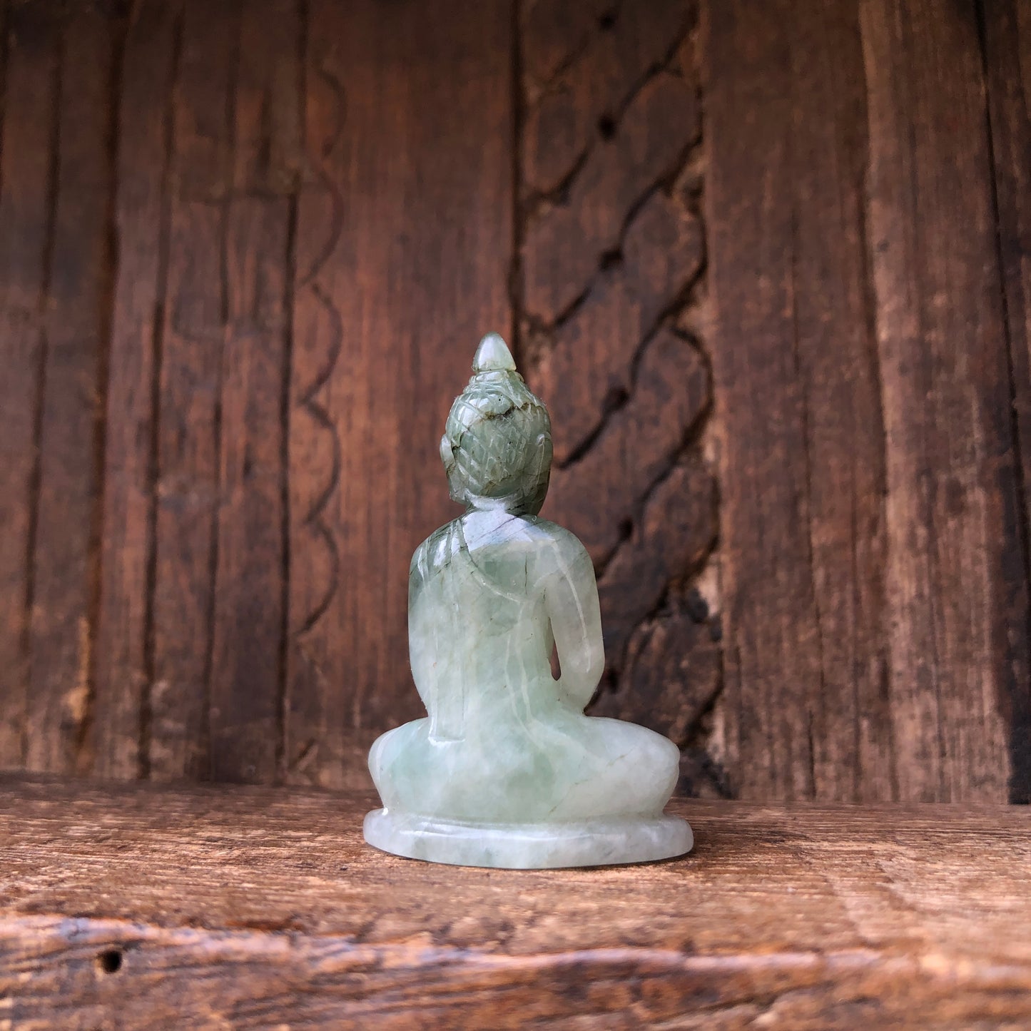 Seated Buddha Figurine In Natural Jade