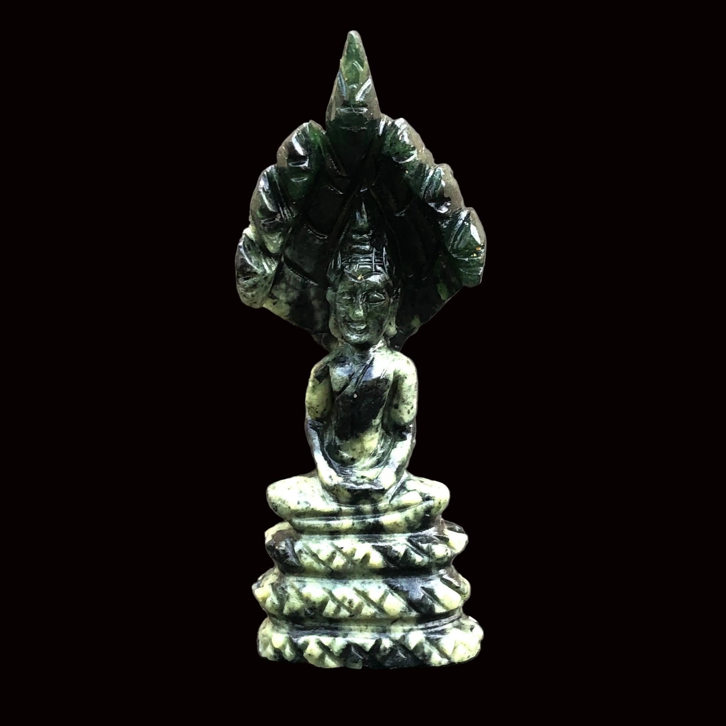 Green Jade Naga Buddha Figurine