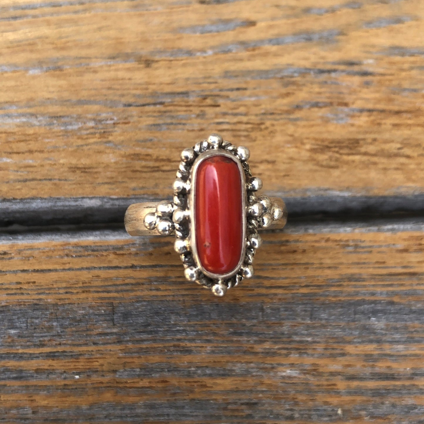 Coral Silver Ring