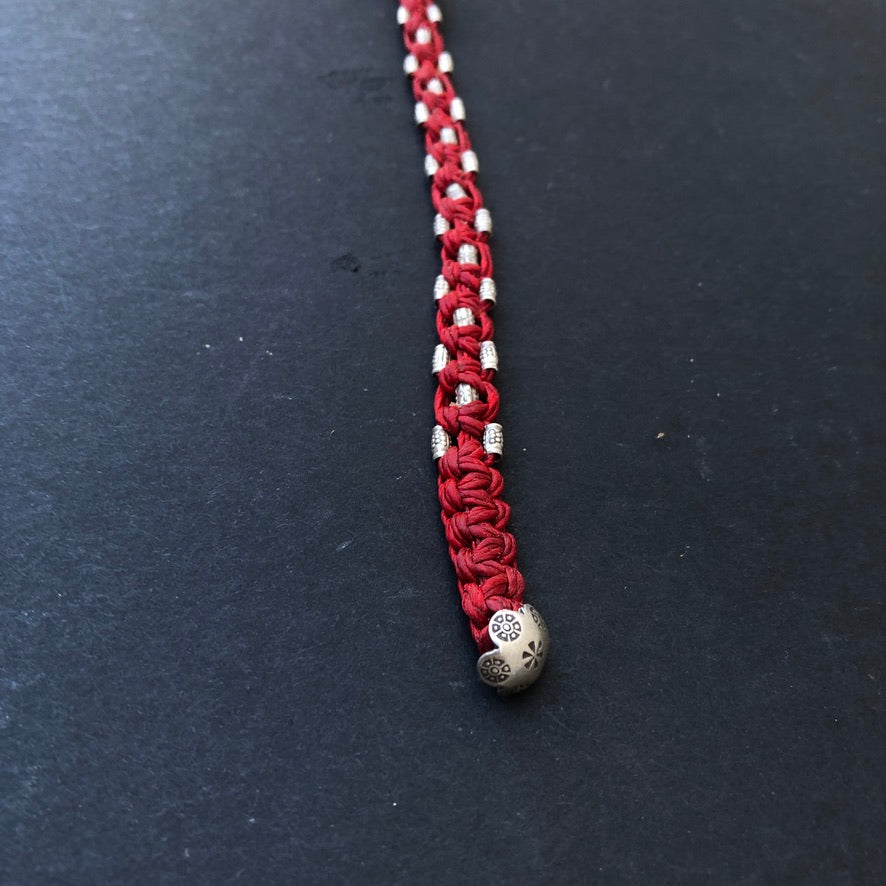 Braided Silver Beads Bracelet
