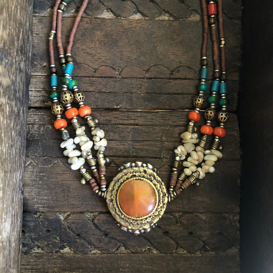 Vintage Carnelian Medalione Short Necklace