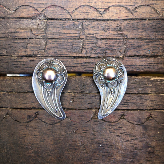 Vintage Balinese Sterling Silver Stud Earrings