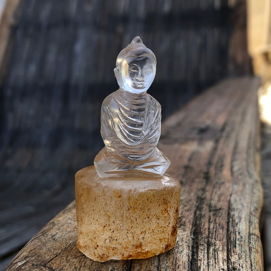 Clear Quartz Seated Buddha Figurine