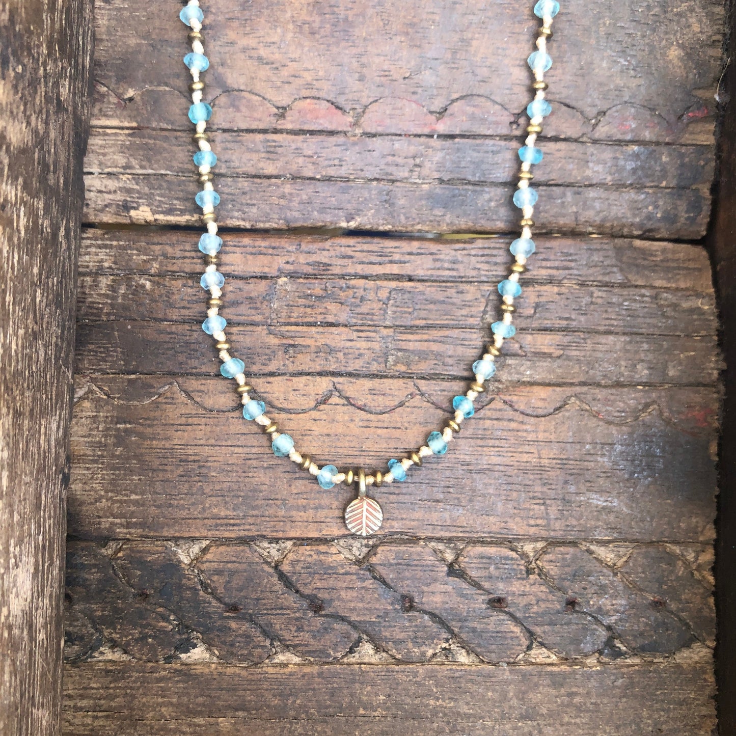 Faceted Aquamarine On Silk Cord Necklace