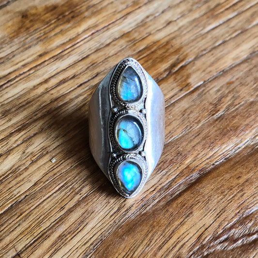 Labradorite Saddle Ring