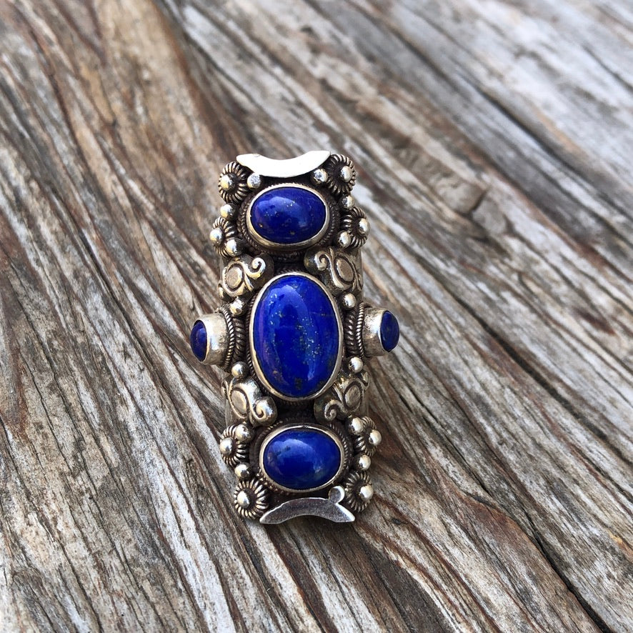 Lapis Tibetan Saddle Ring