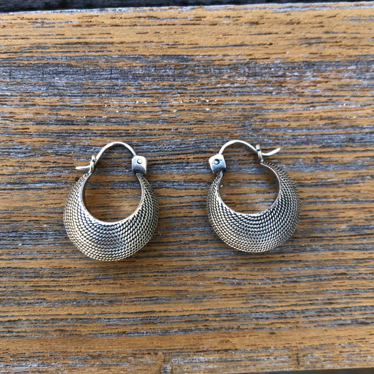 Twisted Wire Silver Hoops