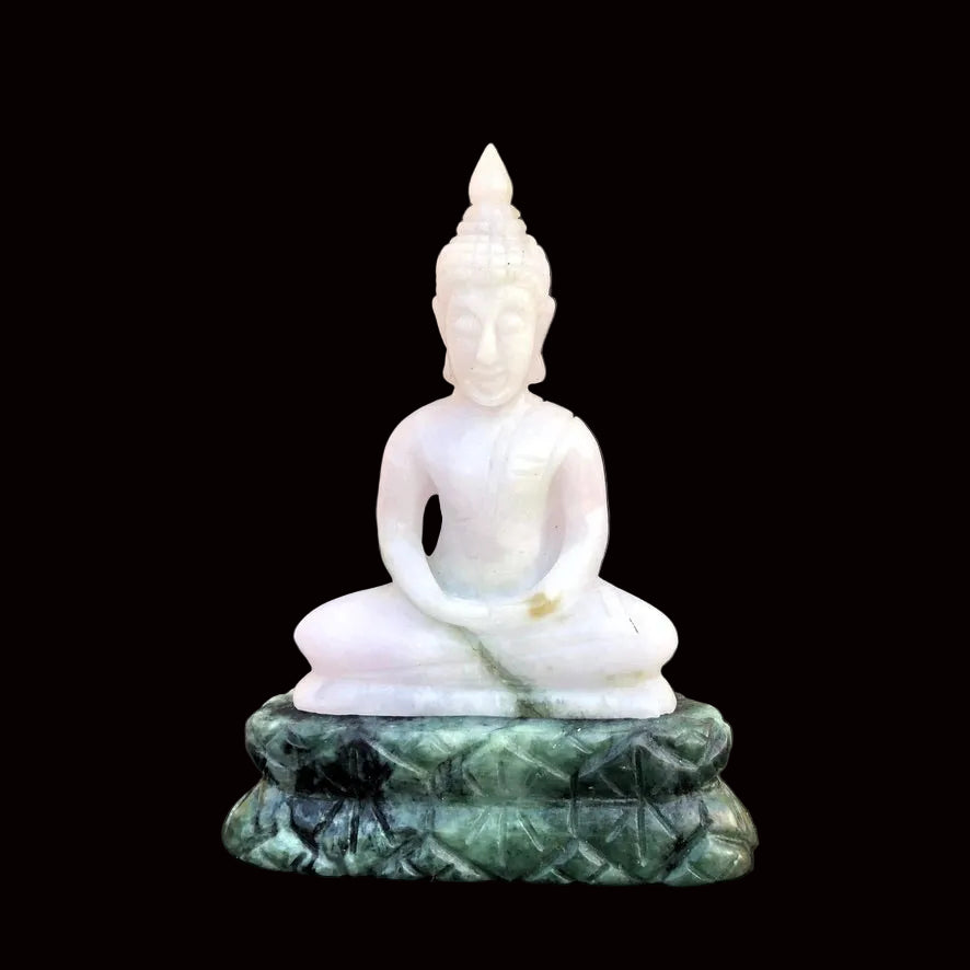 Seated Buddha Figurine In Green Jade - Trendivine