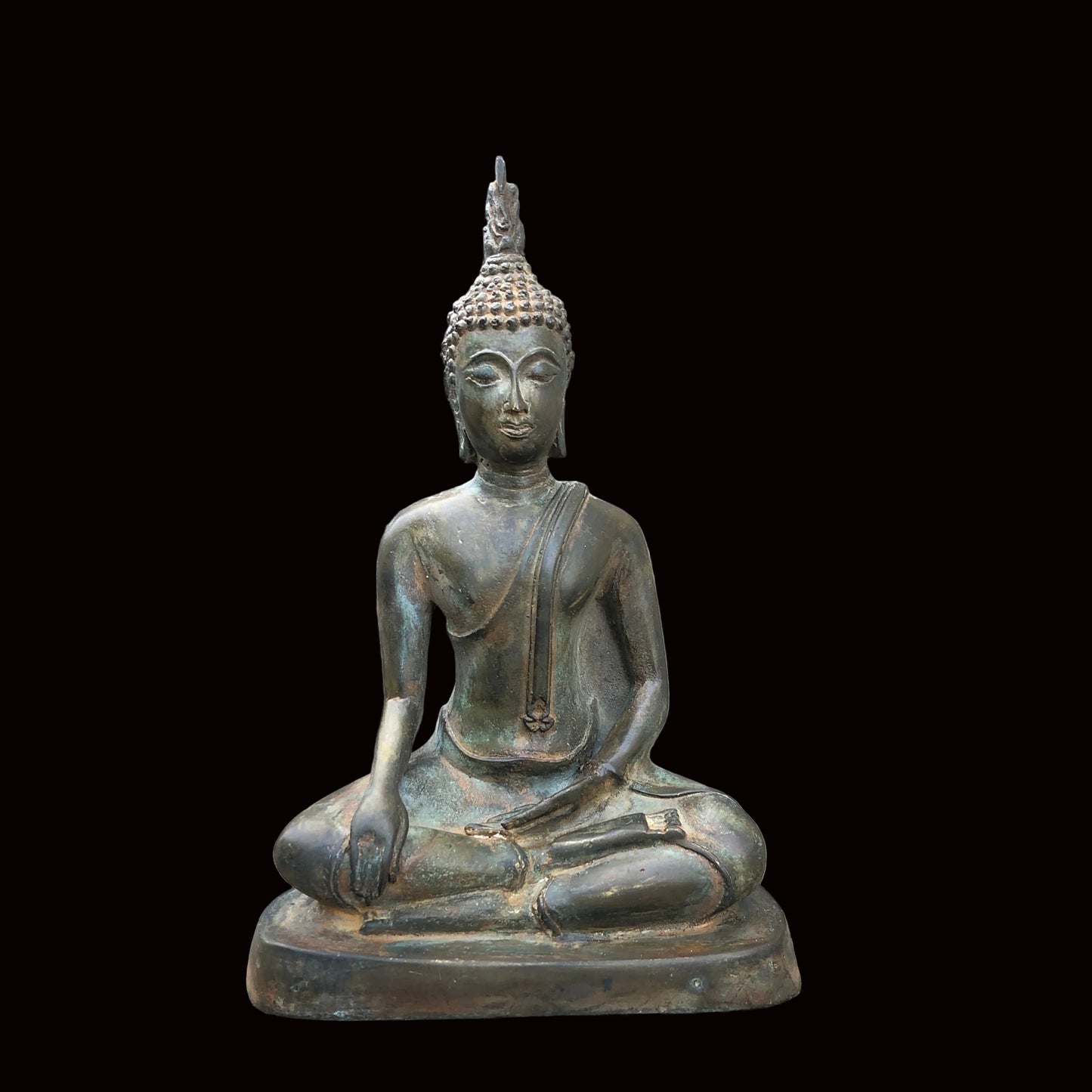 Seated Sukhothai Buddha Sculpture in Earth Touching Mudra