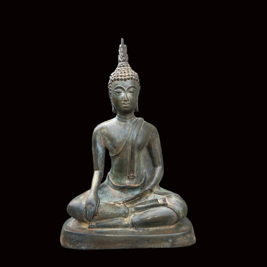 Seated Sukhothai Buddha Sculpture in Earth Touching Mudra